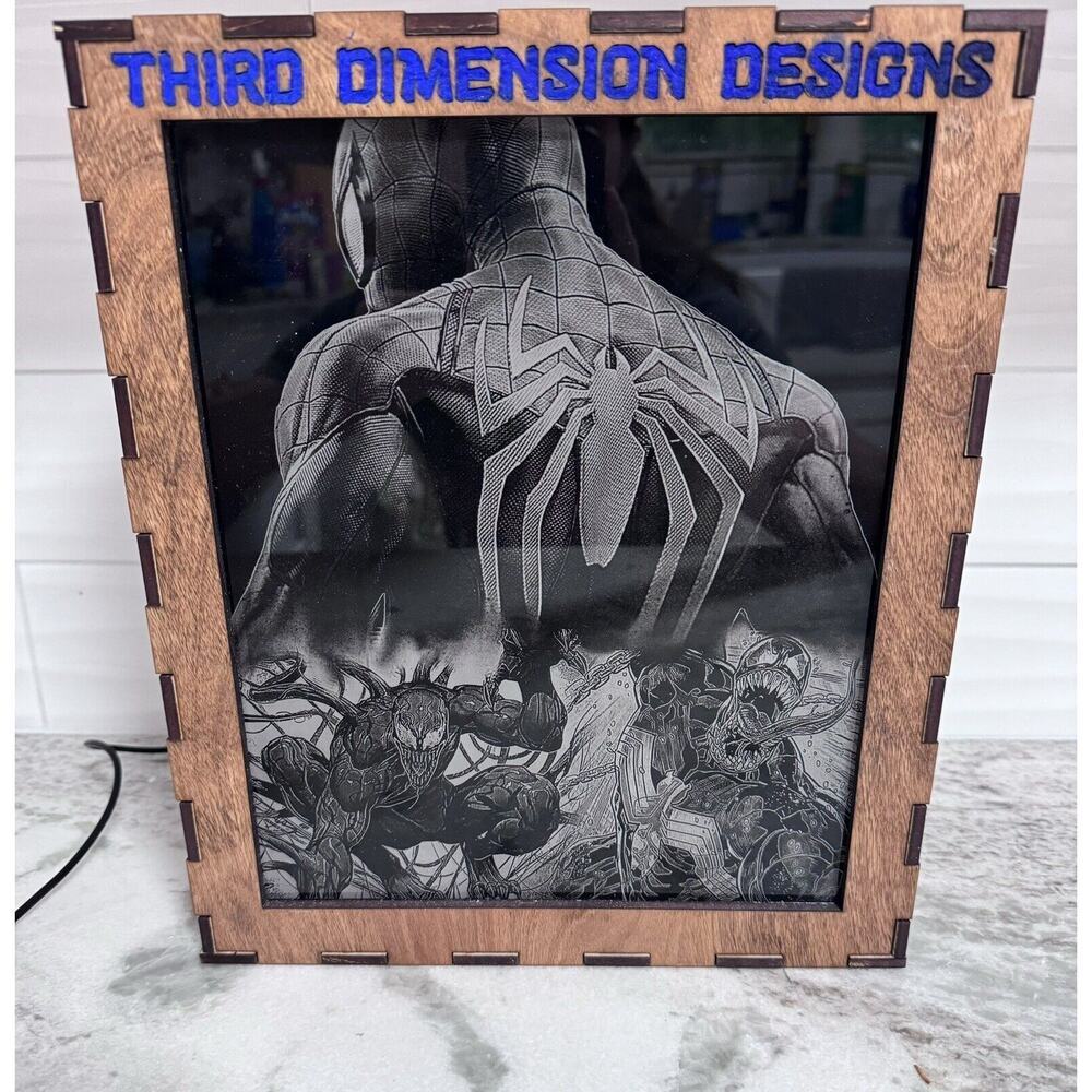 Custom Made Neon Lighted Color Changing Spider-Man Venom Wall/Standing Light Box - Picture 7 of 15
